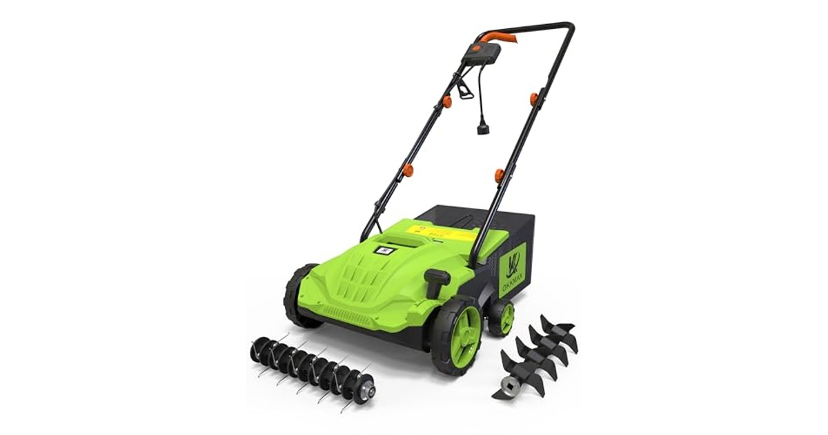 2-in-1 Electric Dethatcher Scarifier, Lawn Dethatcher with Collection ...